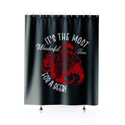 It's The Most Wonderful Time For A Beer Santa Funny Christmas Shower Curtain