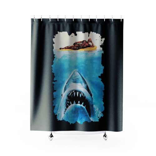 Jaws And Deadpool Shower Curtain