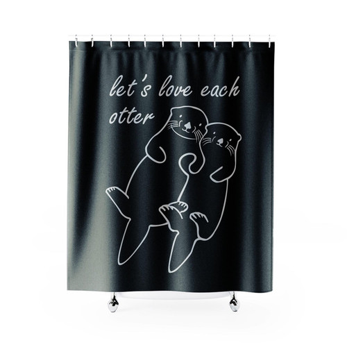 Let's Love Each Otter Floating Holding Hands Love Shower Curtain