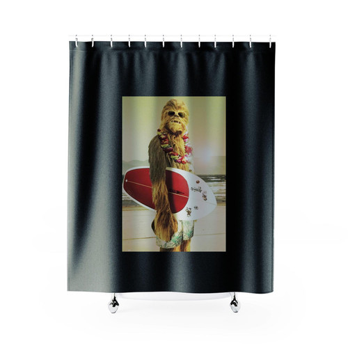 A Surfing Chewbacca Star Wars Shower Curtain