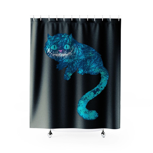 Alice In Wonderland Inspired Fantasy Cheshire Cat Shower Curtain