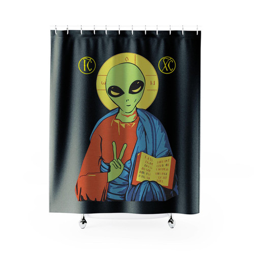 Alien Jesus Funny Atheist Shower Curtain