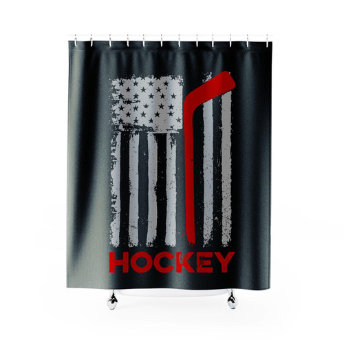 American Hockey Sports Activity Us Flag Shower Curtain