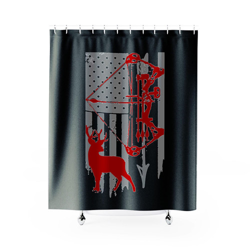 American Hunter's Flag Deer Hunter Shower Curtain
