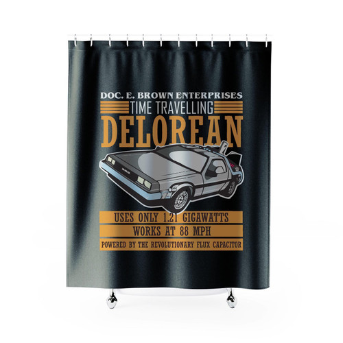 Back To The Future Doc E. Brown Enterprises Time Travelling Delorean Shower Curtain