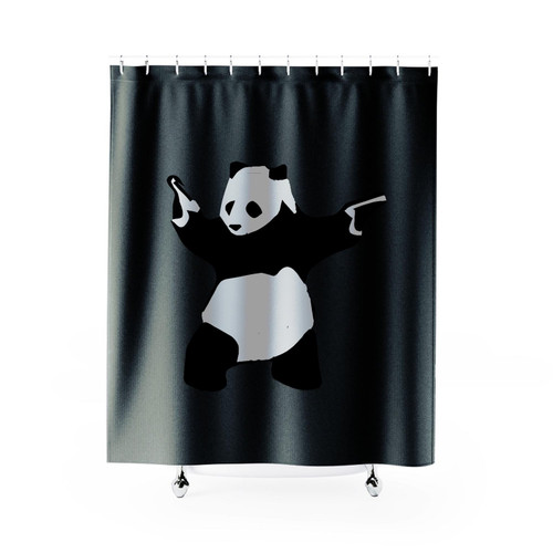 Banksy Panda With Guns Shower Curtain