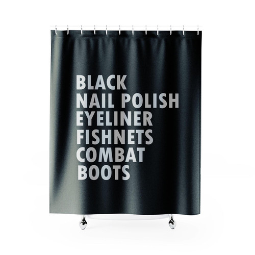 Black Nail Polish Eyeliner Fishnets Combat Boots Shower Curtain