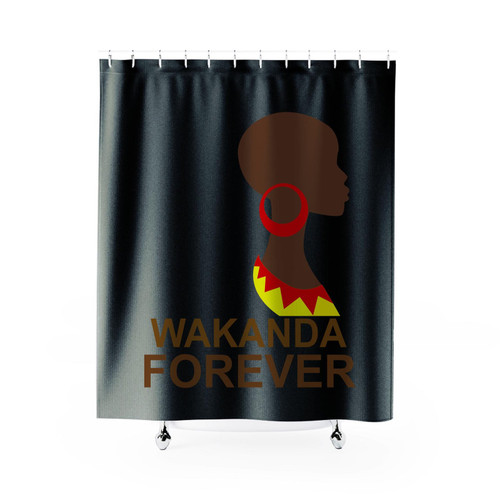 Black Panther Wakanda Forever Black Power Shower Curtain