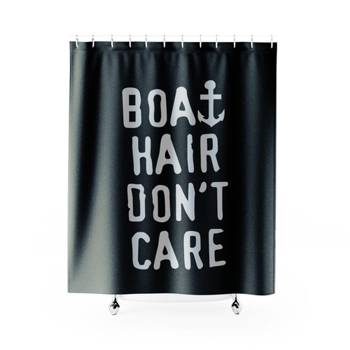 Boat Hair Don't Care Anchor Nautical Vacation Beach Shower Curtain