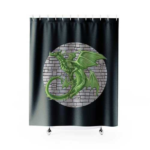 Brick Wall Dragons Shower Curtain