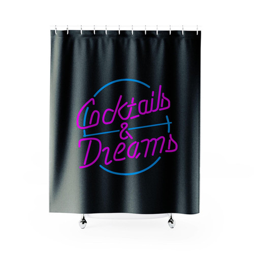 Cocktails And Dreams Neon Bar Sign Shower Curtain