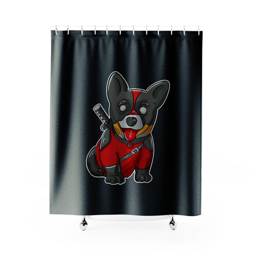 Corgipool Corgi Deadpool Shower Curtain