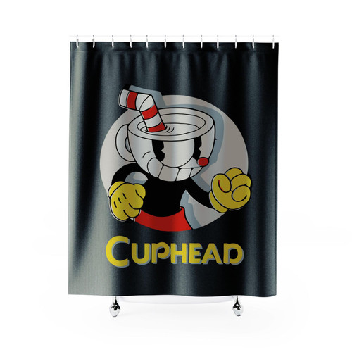 Cuphead Logo Portrait Circle Shower Curtain