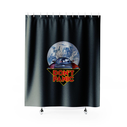 Don't Panic Falcon Heavy And Starman Are Officially In Orbit Shower Curtain