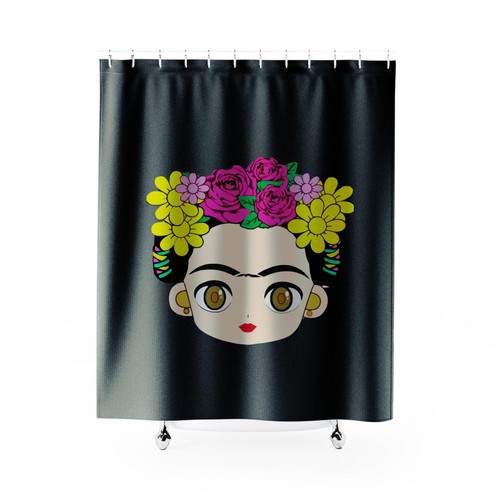 Frida Kahlo Face Chibi Shower Curtain