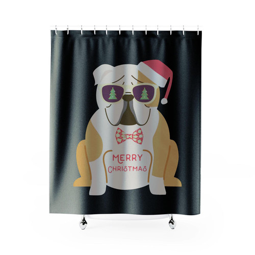 Funny Bulldog Christmas Shower Curtain
