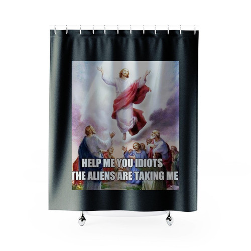 Funny Hipster Christian Jesus Aliens Meme Shower Curtain