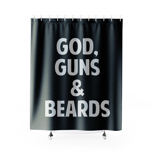 God, Guns And Beards Shower Curtain