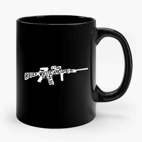 Gun Military Red White And Pew Ceramic Mug