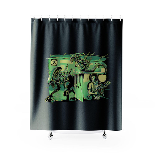 Jurassic Alien Parody Shower Curtain