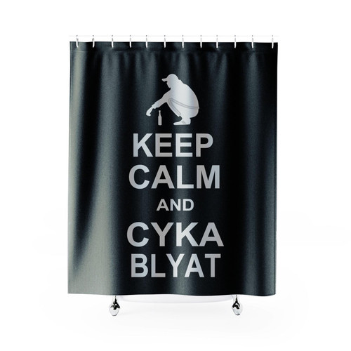 Keep Calm Cyka Blyat Boris Gopnik Slav Shower Curtain