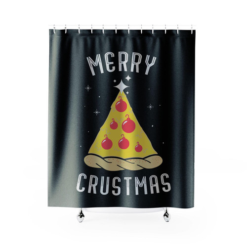 Merry Crustmas Pizza Christmas Tree Shower Curtain