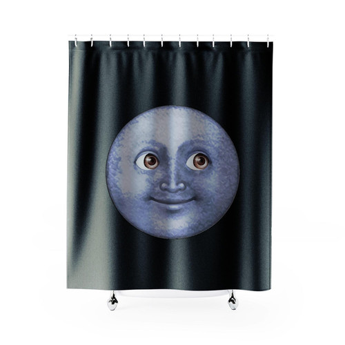 Moon Face Emoji Shower Curtain