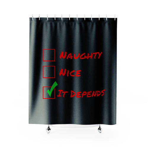 Naughty Or Nice It Depends Santa's Checklist Funny Christmas Shower Curtain