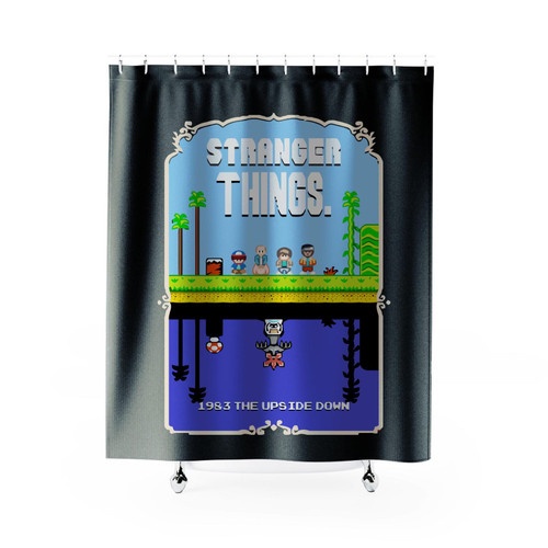 Stranger Things Mario Bros 2 Pixel Art Mashup Shower Curtain
