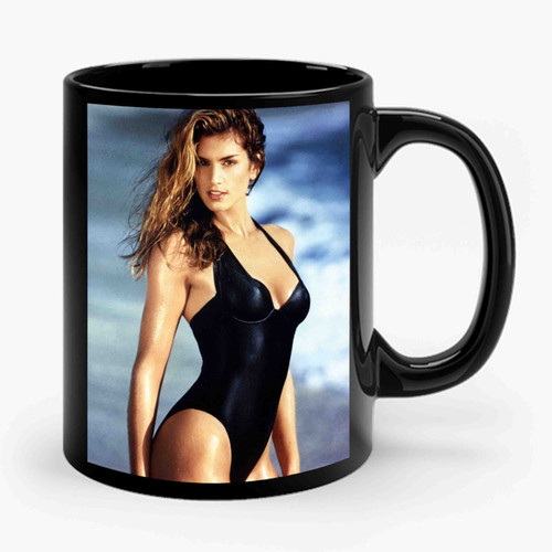 cindy crawford posing with a sexy black bikini Ceramic Mug