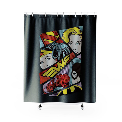 Supergirls Hero Supergirl Catwoman Wonderwoman Dc Comics Shower Curtain