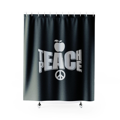 Teach Peach Peace Teacher Appreciation Kindergarten Teacher Shower Curtain