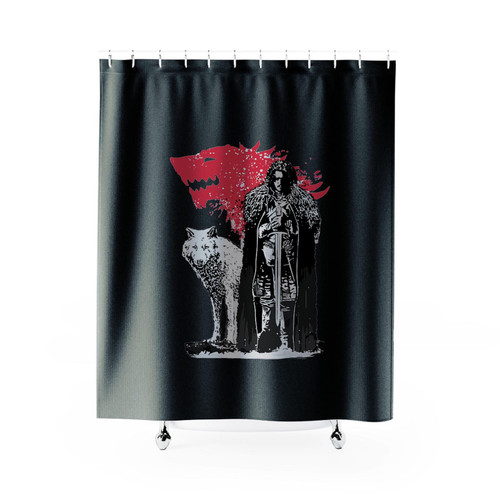 The King And The White Wolf Snow Ghost Winter Wolf Shower Curtain