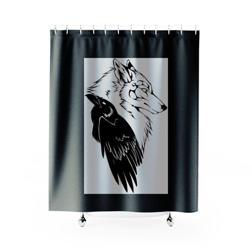 Wolf With Crow Bird Raven Shower Curtain