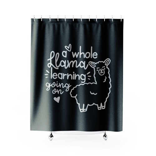 A Whole Llama Learning Going On Shower Curtain