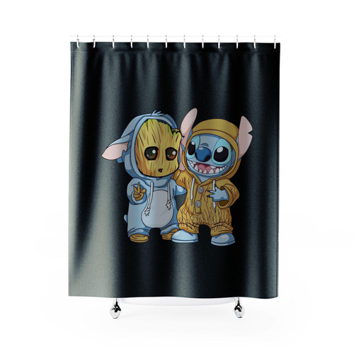 Baby Groot Stitch Shower Curtain