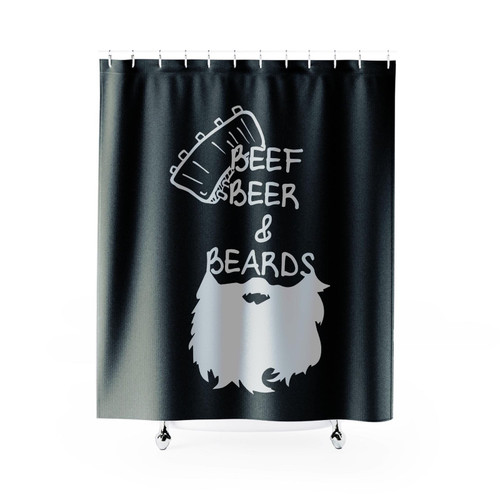 Beef, Beer & Beards Shower Curtain
