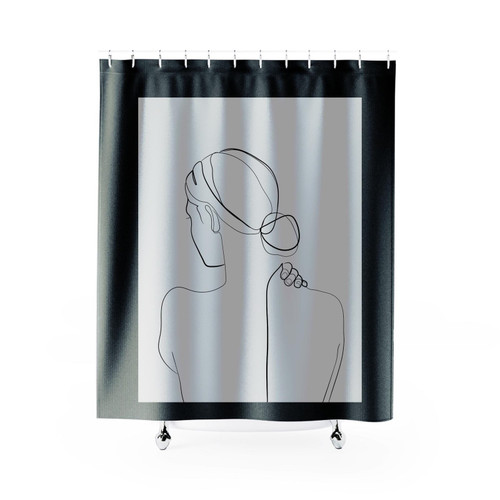 Black Line Woman Art Shower Curtain