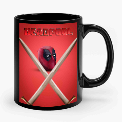 Deadpool Head With Two Crossing Swords Ceramic Mug