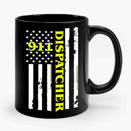 911 Dispatcher Flag Thin Yellow Line Ceramic Mug