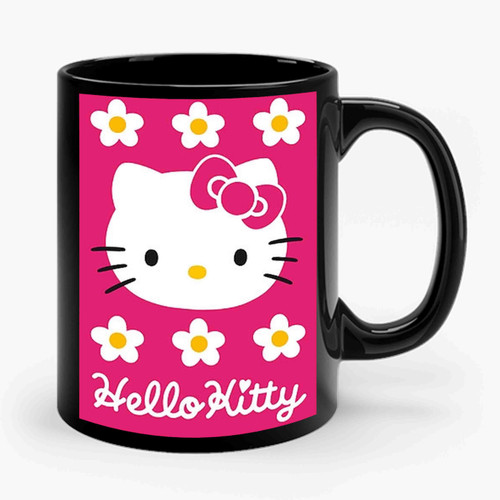 Hello Kitty Pink Background Ceramic Mug