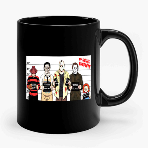 Horror Movies Mugshot The Usual Suspects Jason Freddy Ceramic Mug