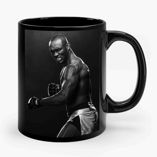 kamaru usman black and white Ceramic Mug