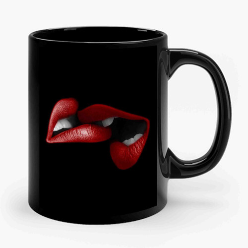 Red Lips World Tour Black Ceramic Mug