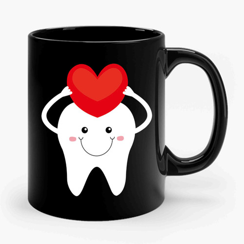 Tooth Holding A Heart Ceramic Mug