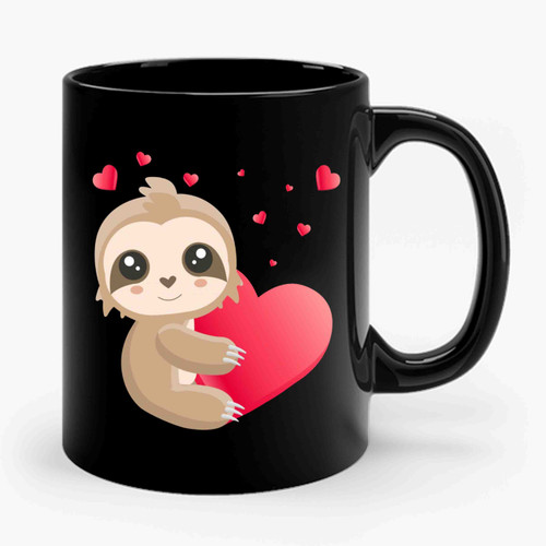 Valentine Sloth Heart Ceramic Mug