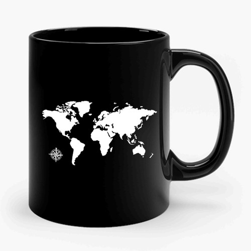 World Map Compass Ceramic Mug