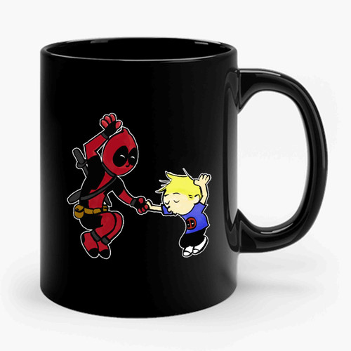 deadpool and calvin small funny parody Ceramic Mug