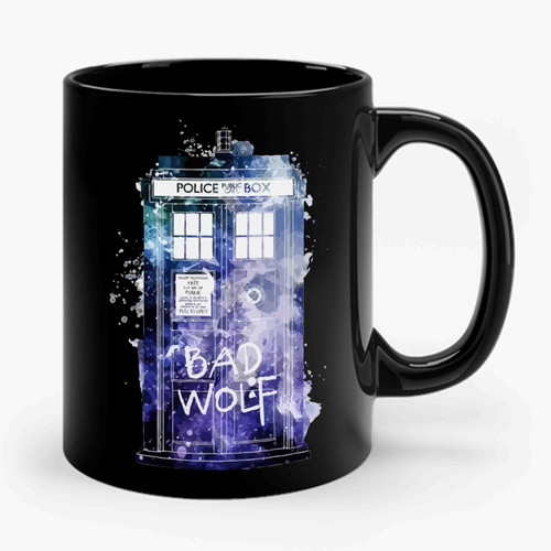 doctor who tardis box watercolor splatter art Ceramic Mug