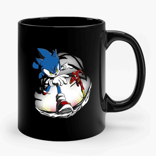 sonic and flash versus run Ceramic Mug